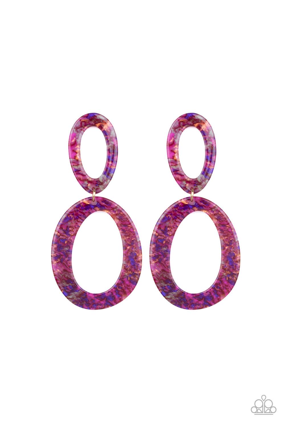 Paparazzi Accessories Hey HAUTE Rod - Multi Featuring colorful metallic accents, linked shimmery acrylic frames trickle from the ear for a retro look. Colors may vary. Earring attaches to a standard post fitting. Jewelry
