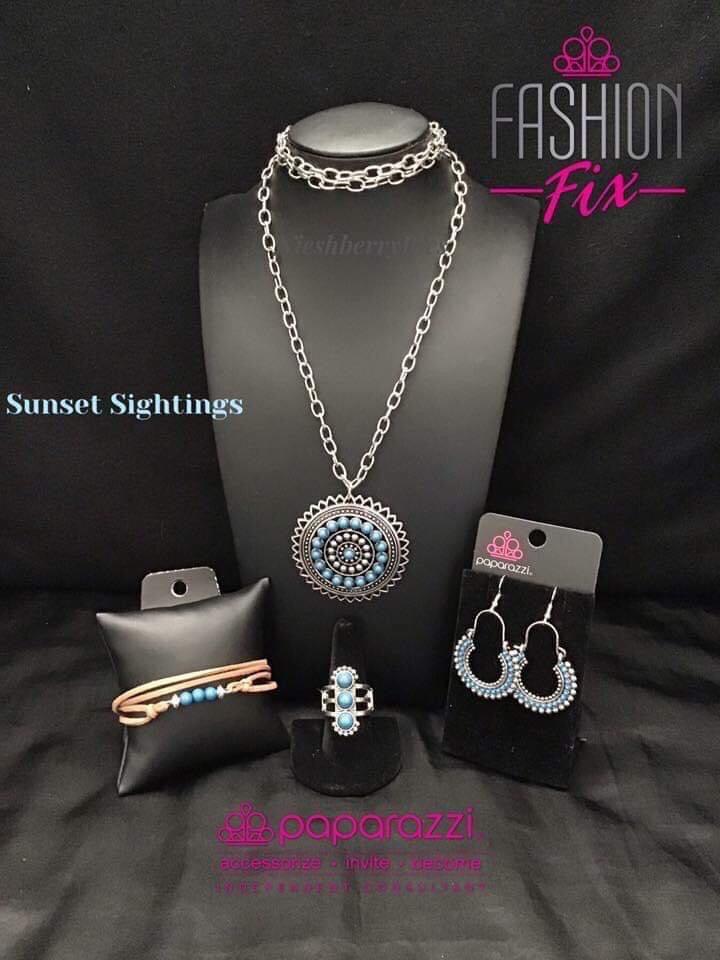 Paparazzi Accessories Sunset Sitings: FF February 2019 Trendsetters are sure to gravitate towards the accessories found in the Sunset Sightings collection. Featuring more drastic designs, bold colors, and funky combinations found outside the box, the piec
