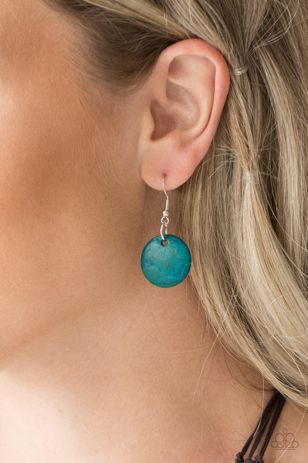 Paparazzi Accessories Wonderfully Walla Walla - Blue Shiny brown cording knots around mismatched blue wooden beads, creating vivacious layers. Features a button loop closure. Jewelry