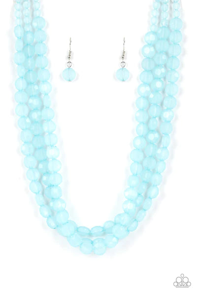 Paparazzi Accessories Boundless Bliss - Blue Featuring faceted gem-like cuts, opaque Spun Sugar crystal-like beads are threaded along layers of thread below the collar for a dreamy pop of color. Features an adjustable clasp closure. Sold as one individual