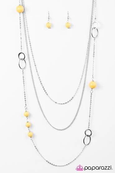 Paparazzi Accessories Absolutely Lit - Yellow Polished yellow beads trickle along a shimmery silver chain. Infused with silver accents, two more chains are added to the colorful palette for a whimsically layered finish. Features an adjustable clasp closur