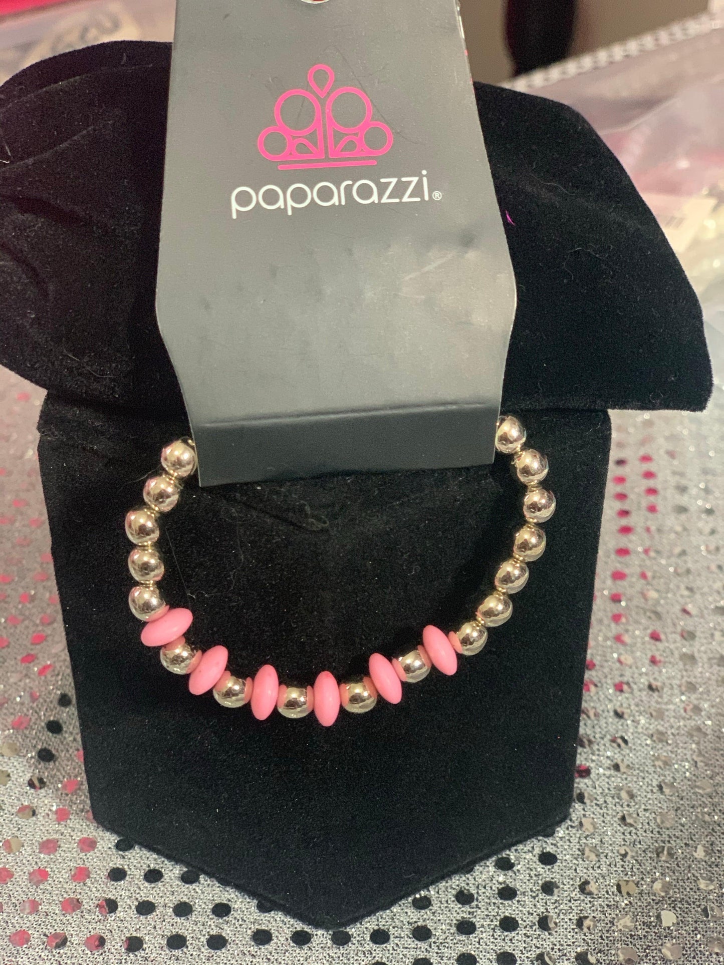 Paparazzi Accessories Starlet Shimmer Bracelet: #16 - Light Pink Jewelry
