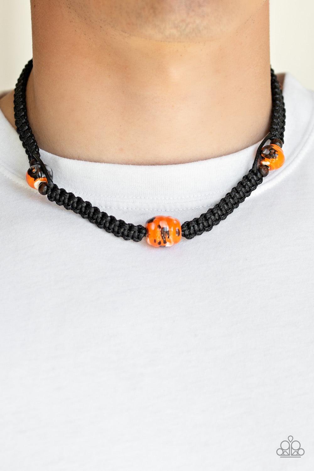 Paparazzi Accessories Rate of Climb - Orange Glassy orange accents and dainty wooden beads are knotted in place along a braided cord for an urban look. Features a button loop closure. Jewelry