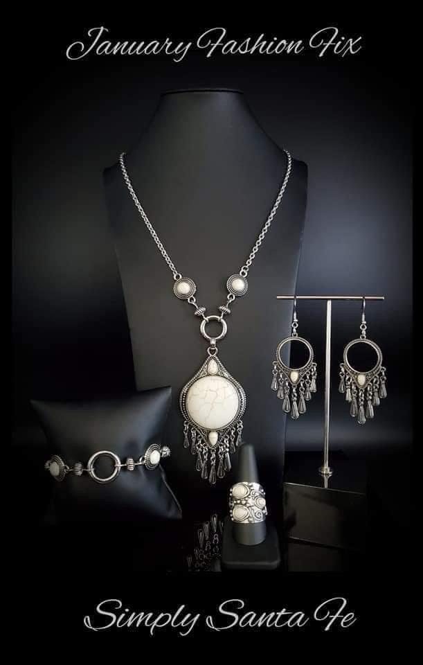 Paparazzi Accessories Simply Santa Fe - January 2021 FF Earthy, desert-inspired designs are what the Simply Santa Fe collection is all about. Natural stones, indigenous patterns, and vibrant colors of the Southwest are sprinkled throughout this trendy col