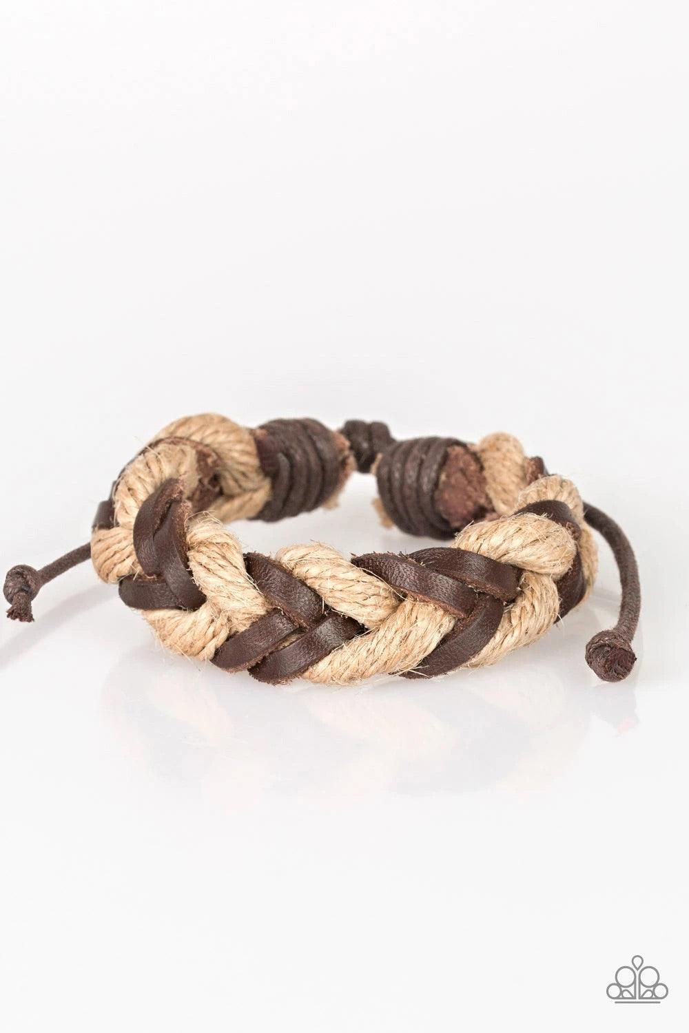 Paparazzi Accessories Trail Marker - Brown Product Description Brown leather cording and earthy strands of twine braid across the wrist for a seasonal look. Features an adjustable sliding knot closure. Sold as one individual bracelet. Jewelry