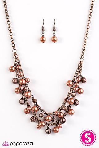 Paparazzi Accessories Timeless Class - Copper Polished black beads join faceted silver beads below the collar. The tiered palette falls flawlessly in a timelessly refined fashion. Features an adjustable clasp closure. Jewelry