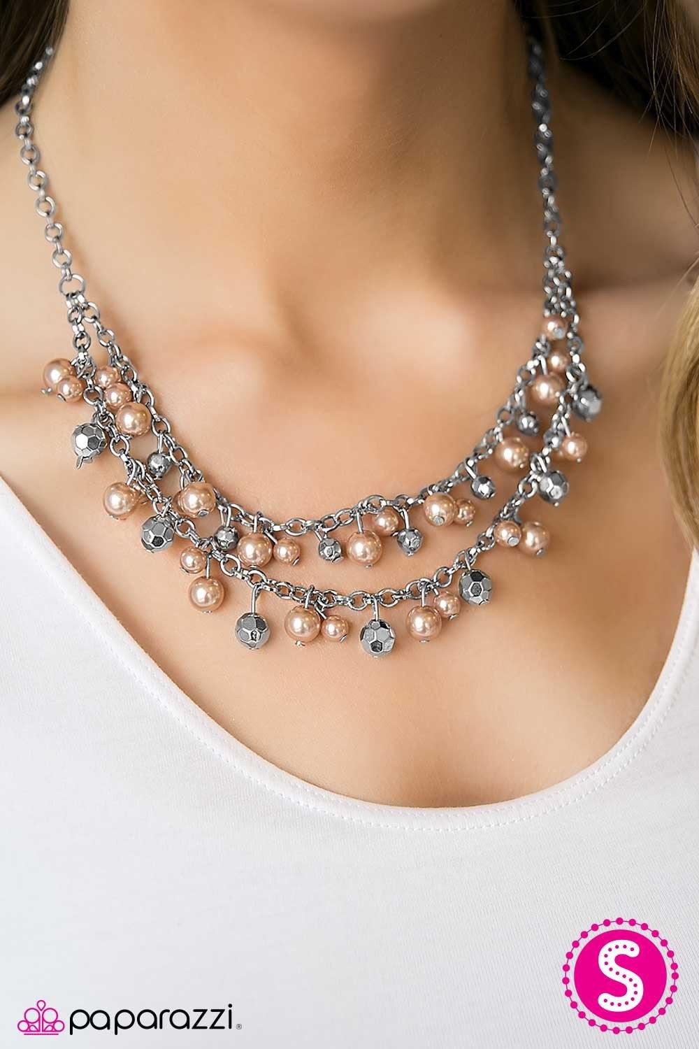 Paparazzi Accessories Timeless Class - Brown Polished hazelnut beads join faceted silver beads below the collar. The tiered palette falls flawlessly in a timelessly refined fashion. Features an adjustable clasp closure. Jewelry