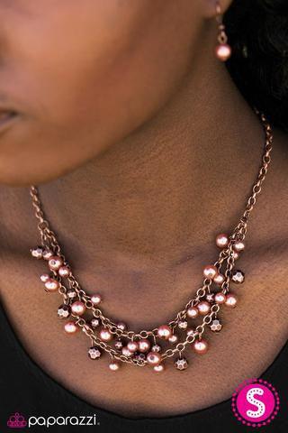 Paparazzi Accessories Timeless Class - Copper Polished black beads join faceted silver beads below the collar. The tiered palette falls flawlessly in a timelessly refined fashion. Features an adjustable clasp closure. Jewelry