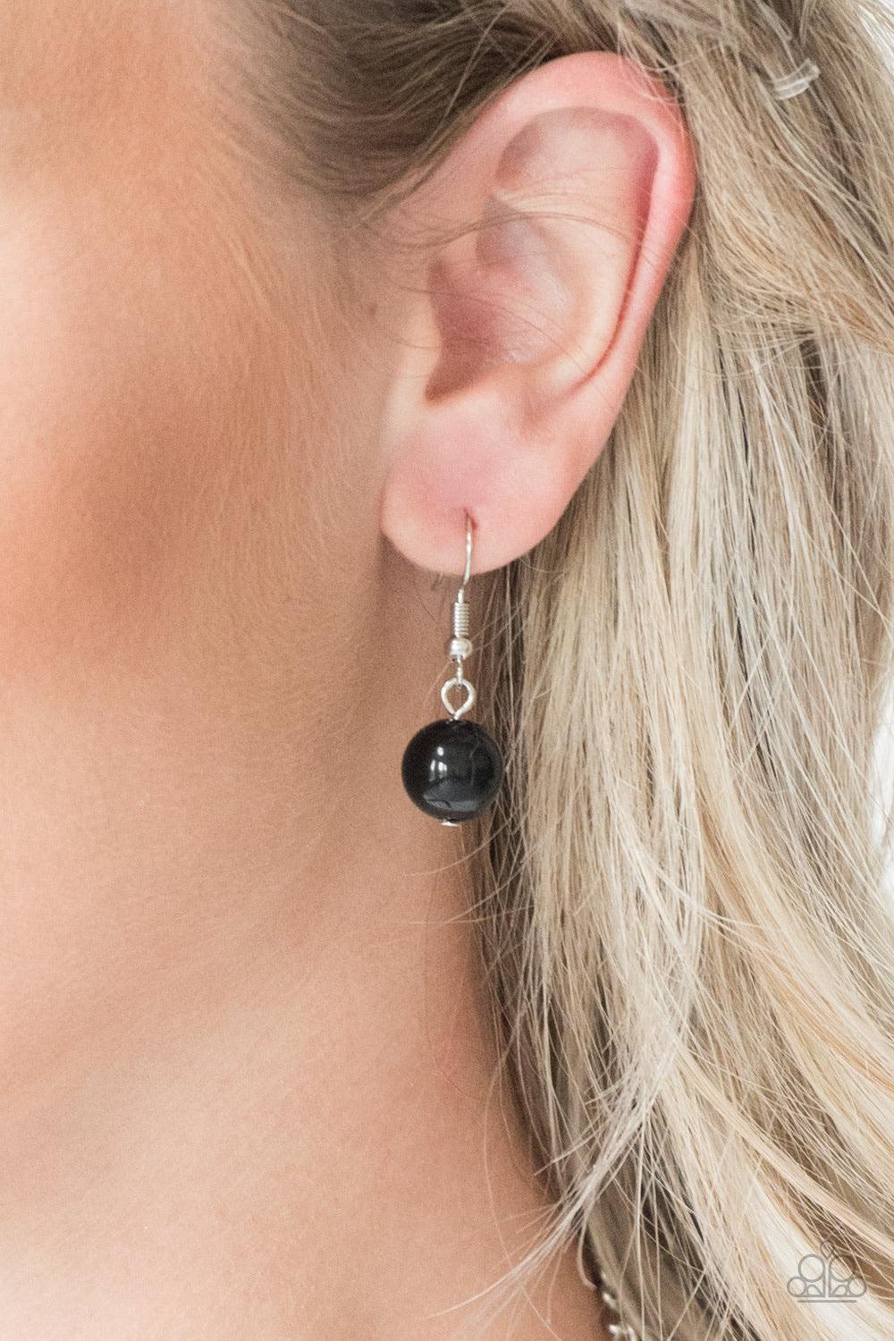 Paparazzi Accessories Soon To Be Mrs. - Black Varying in size, bubbly black beads swing from the bottom of a classic strand of black beads, creating a refined fringe below the collar. Features an adjustable clasp closure. Sold as one individual necklace.