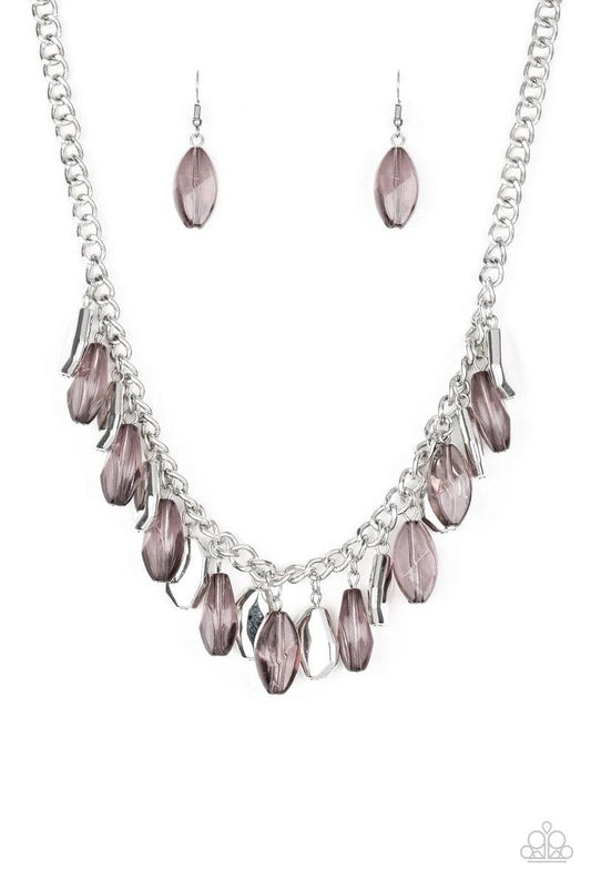 Paparazzi Accessories Fringe Fabulous - Silver Cloudy faceted beads and imperfect silver teardrops drip from the bottom of a shimmery silver chain, creating a sassy fringe below the collar. Features an adjustable clasp closure. Sold as one individual neck