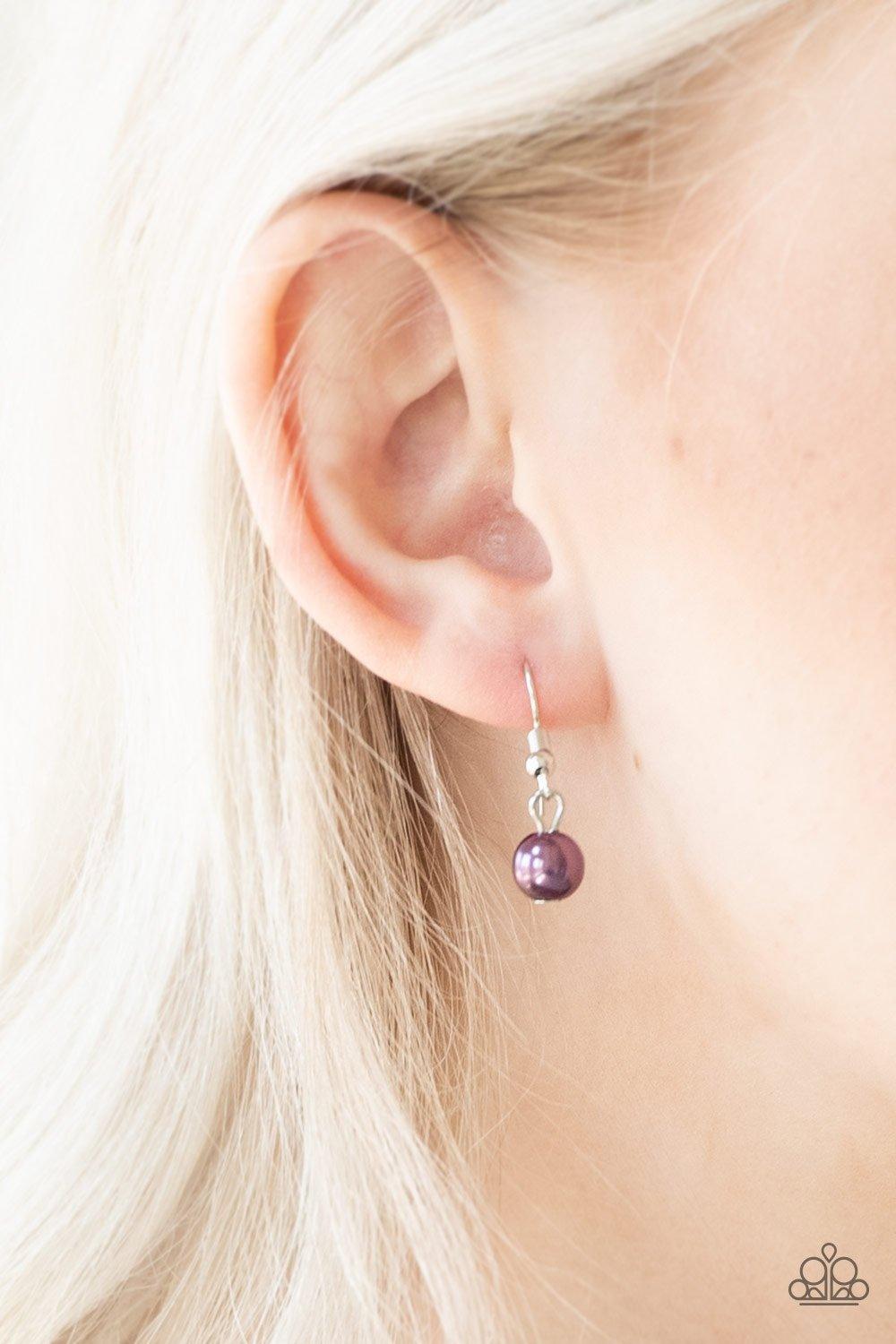 Paparazzi Accessories Coastal Cache - Purple Pearly purple beads, smoky crystal-like gems, and hammered silver discs swing from a bold silver chain, creating a refined fringe below the collar. Features an adjustable clasp closure. Sold as one individual n