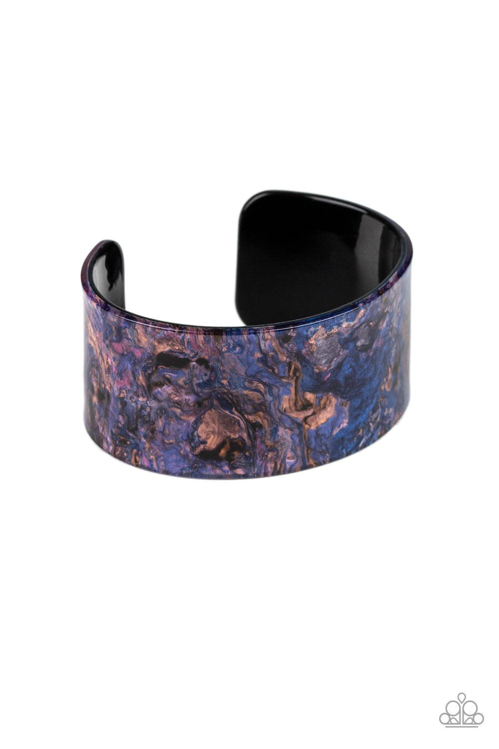 Paparazzi Accessories Marbled Mystique - Multi Featuring a faux marble finish, a thick acrylic cuff curls across the wrist for a colorfully retro look. Jewelry