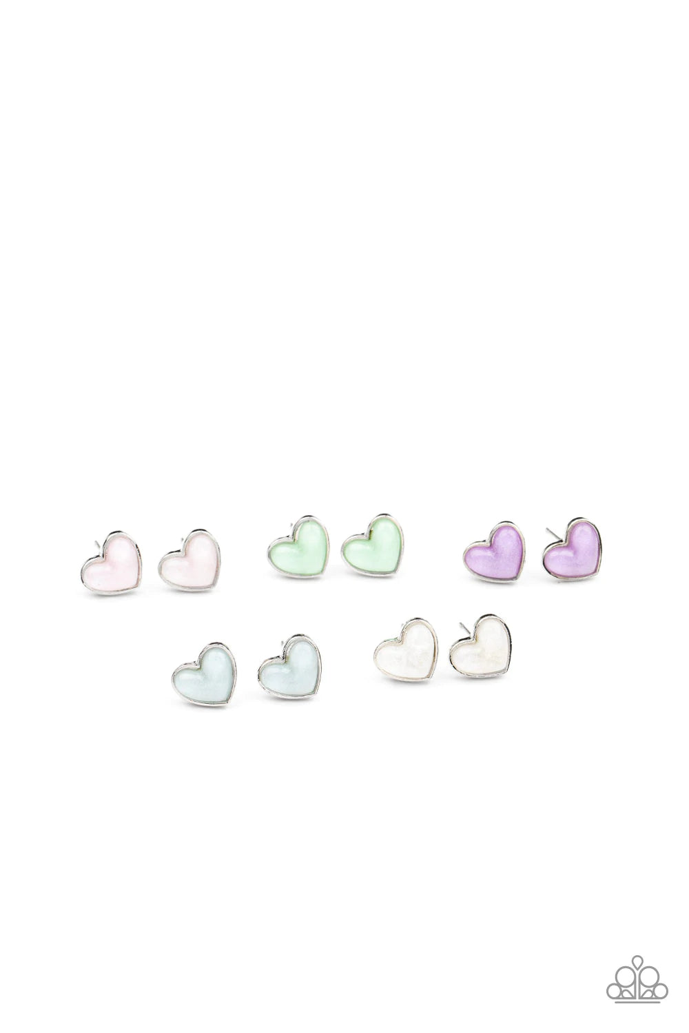 Paparazzi Accessories Starlet Shimmer Earrings #25 These sparkly heart earrings vary in shades of blue, green, pink, purple, and white. Earrings attach to standard post fittings. Jewelry