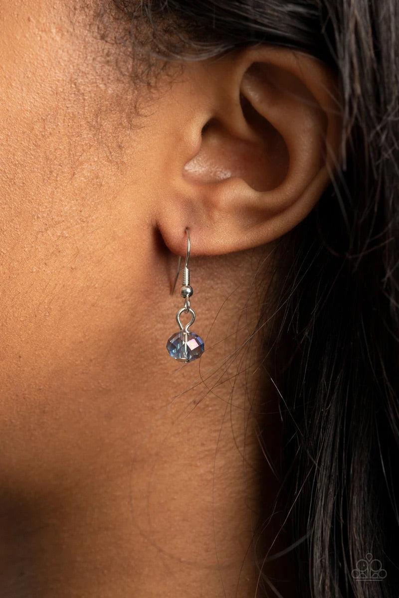 Paparazzi Accessories Cosmic Real Estate - Multi Featuring an oil spill finish, glassy beads and faceted crystal-like accents are fitted in place along dainty wires, creating the illusion of floating layers below the collar. Dainty silver beads and white