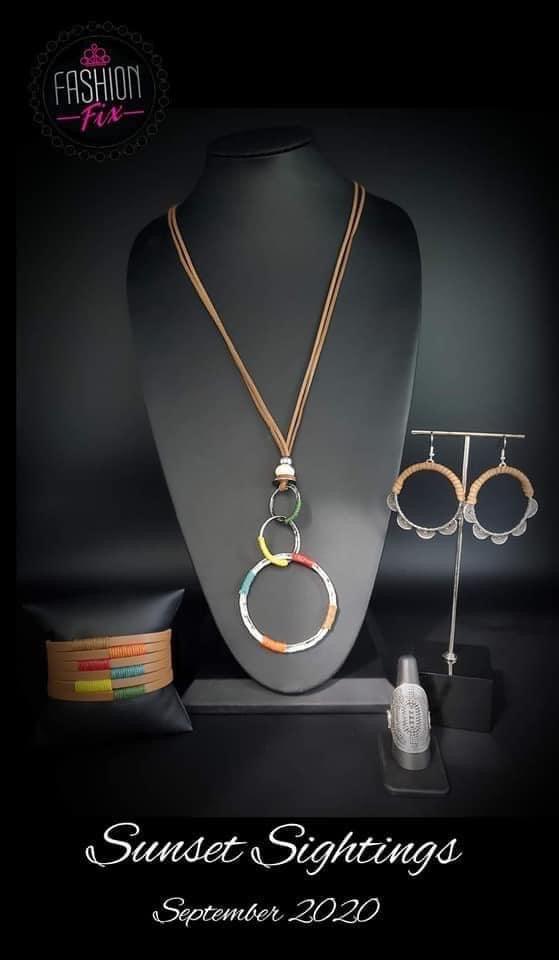 Paparazzi Accessories Sunset Sitings: FF September 2020 Trendsetters are sure to gravitate towards the accessories found in the Sunset Sightings collection. Featuring more drastic designs, bold colors, and funky combinations found outside the box, the pie