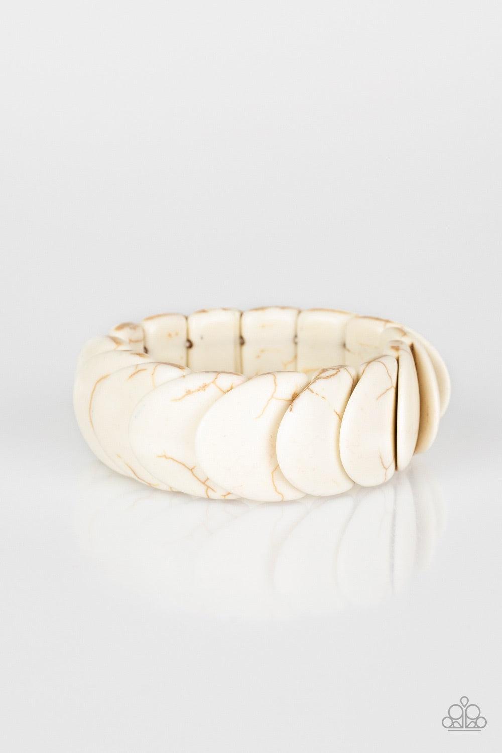 Paparazzi Accessories Normadic Nature - White Overlapping white stones are threaded along stretchy bands around the wrist for an artisan inspired look. Jewelry