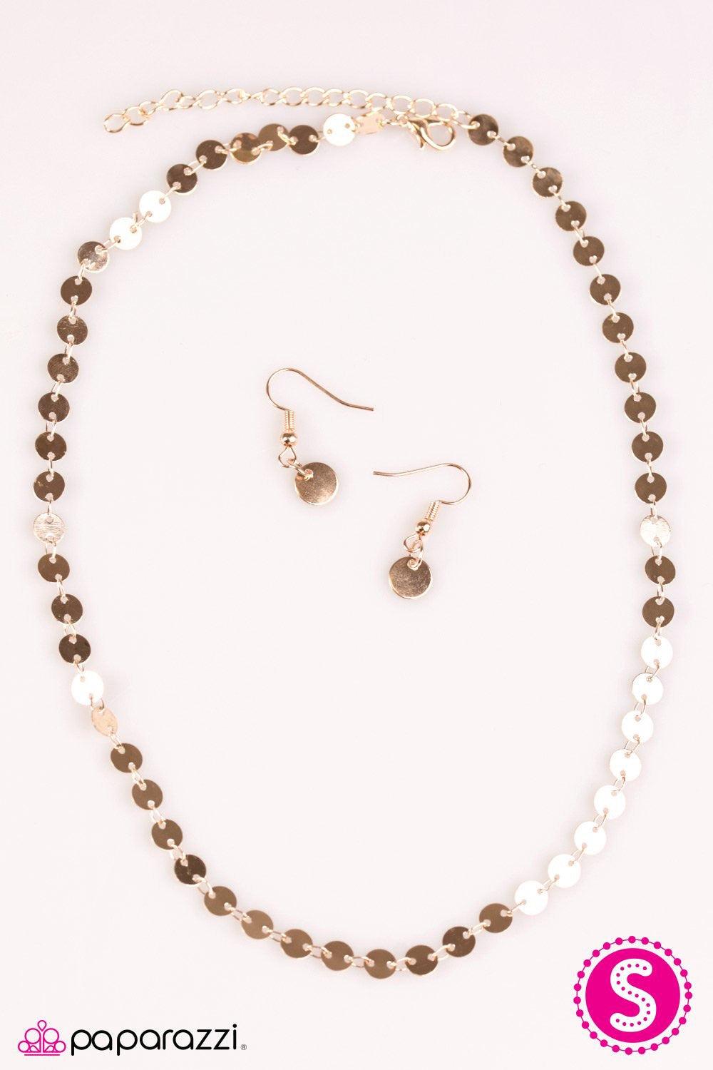 Paparazzi Accessories Let There Be SPOTLIGHT - Rose Gold Brushed in a shiny finish, flat rose gold discs link below the collar in an undeniably shimmery fashion. Features an adjustable clasp closure. Jewelry
