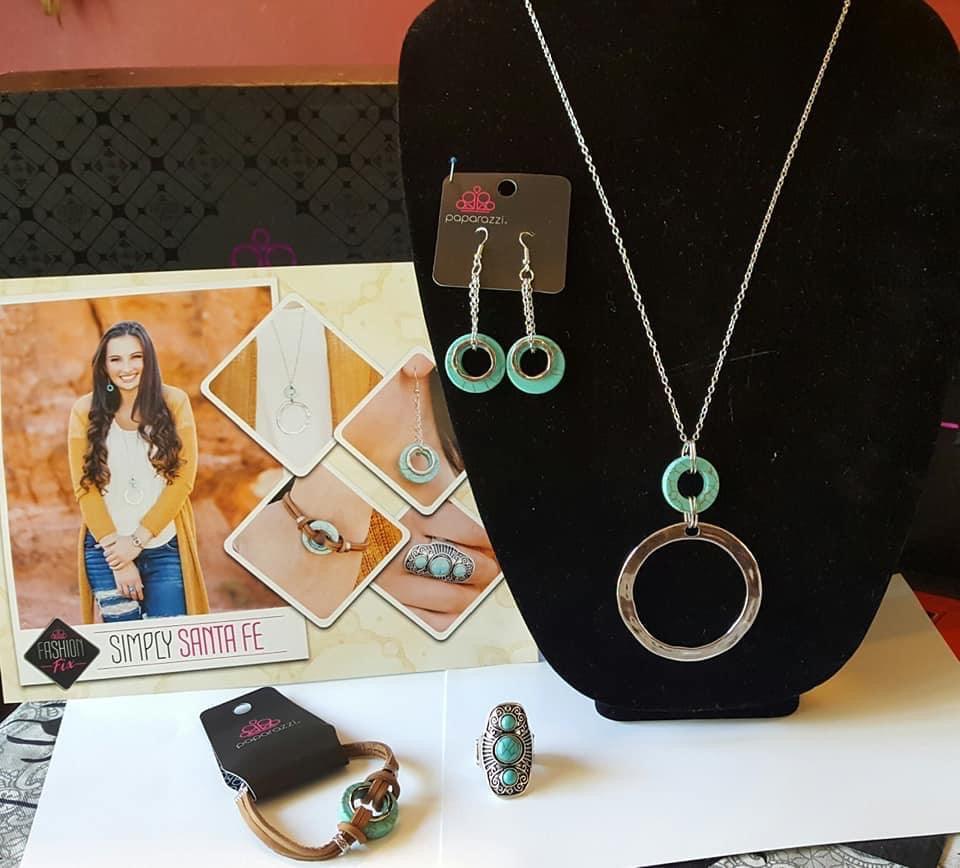 Paparazzi Accessories Simply Santa Fe: FF November 2019 Earthy, desert-inspired designs are what the Simply Santa Fe collection is all about. Natural stones, indigenous patterns, and vibrant colors of the Southwest are sprinkled throughout this trendy col