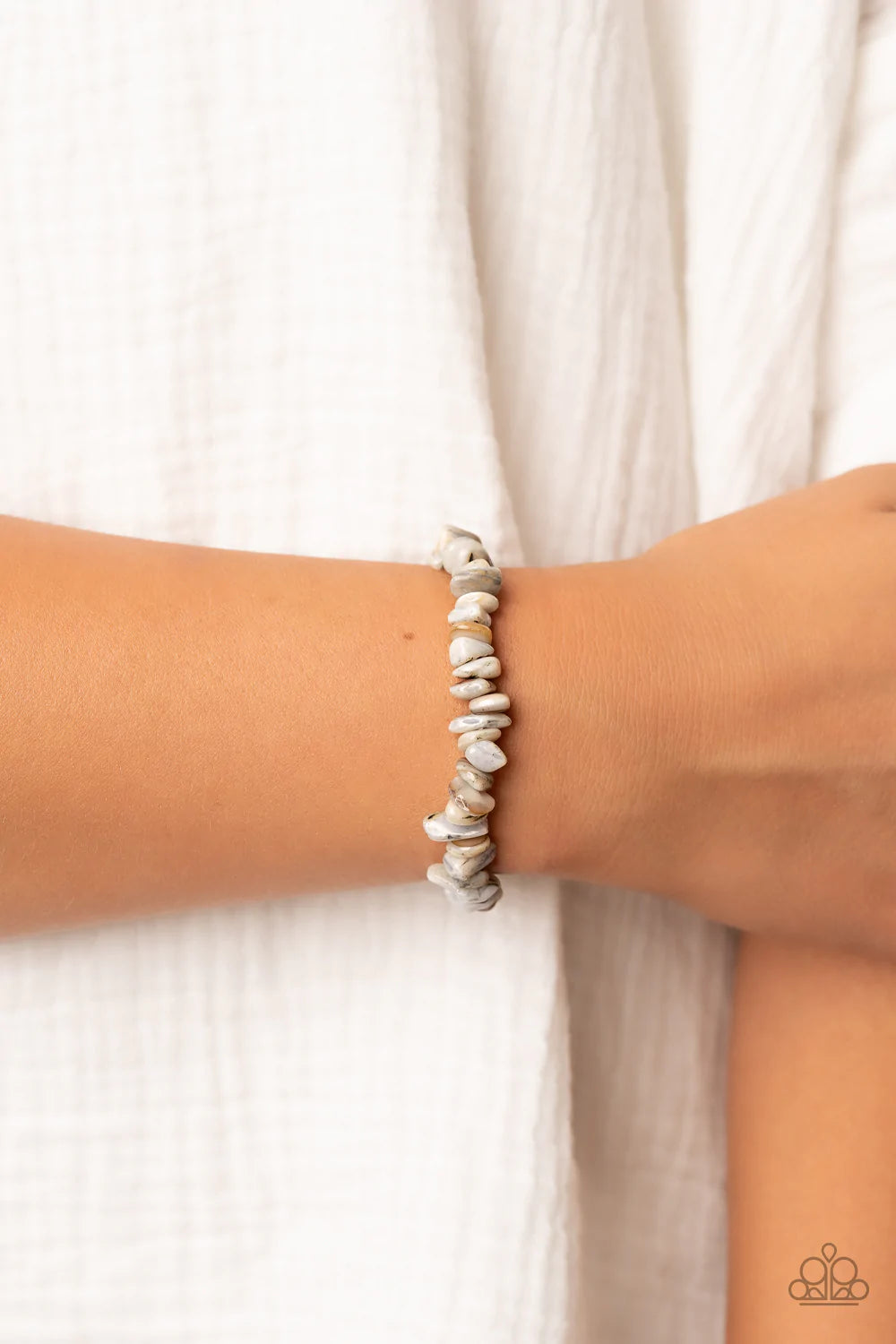 Paparazzi Accessories Grounded for Life - Multi An earthy assortment of natural pebble-like stones are threaded along a stretchy band around the wrist, resulting in a grounding pop of color. Sold as one individual bracelet. Jewelry