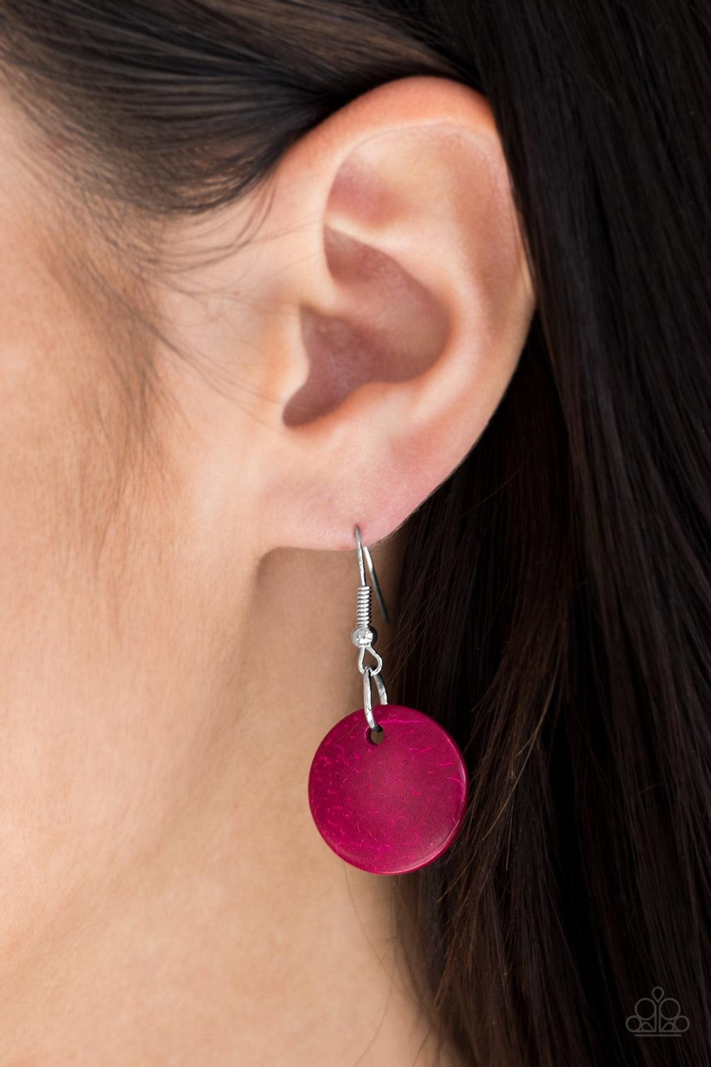 Paparazzi Accessories Safari Samba - Pink Brushed in a vivacious pink finish, two bold wooden beads give way to summery layers. Brushed in a distressed finish, dainty wooden discs swing from the bottom of the layers for a flirty finish. Sold as one indivi