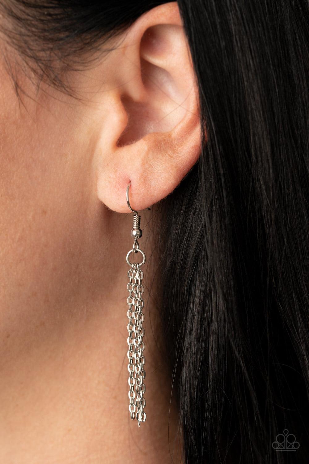 Paparazzi Accessories Love Hurts - Blue Chiseled into a charming heart, an oversized blue gem slides along a dainty silver chain below the collar for a flirtatious finish. Features an adjustable clasp closure. Sold as one individual necklace. Includes one