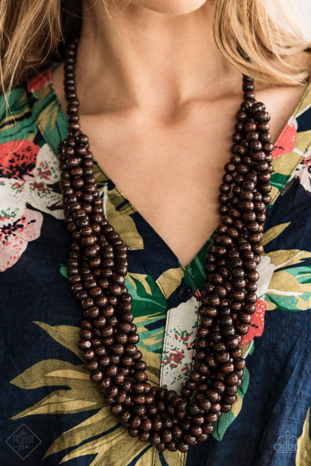 Paparazzi Accessories Tahiti Tropic - Brown Strands of earthy brown wooden beads twist and braid together to create a beachy statement piece you won't be able to resist. Jewelry
