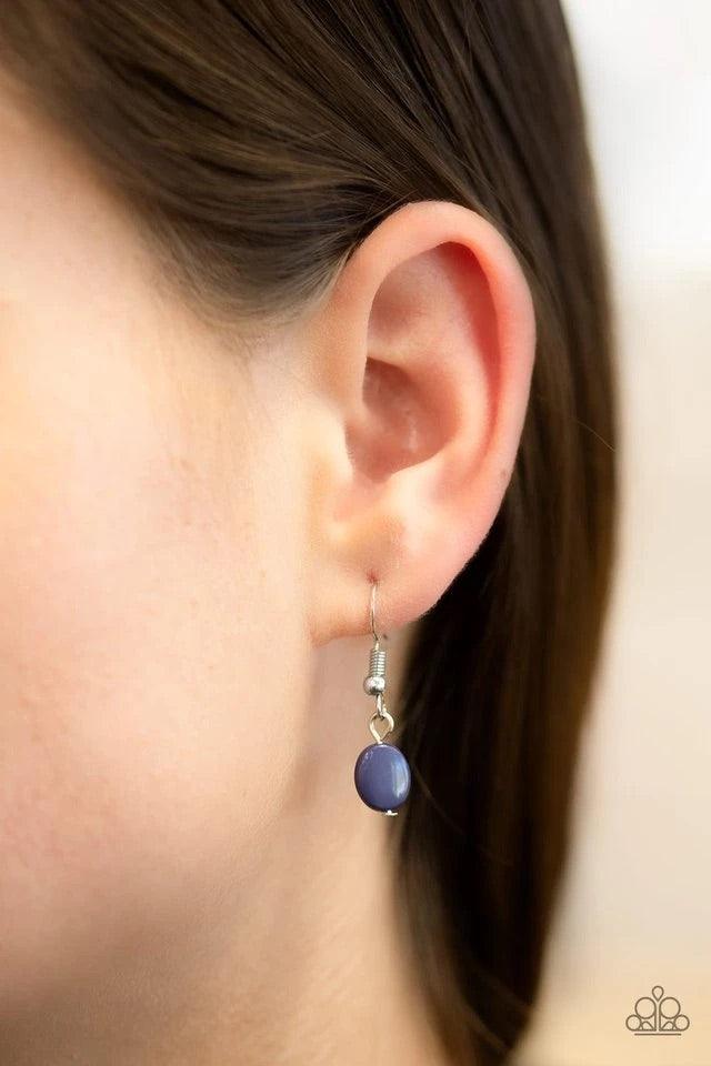Paparazzi Accessories Make Some ROAM! - Blue Infused with studded silver frames, round and oval Sargasso Sea beads swing from a shimmery silver chain, creating a refreshing fringe below the collar. Features an adjustable clasp closure. Sold as one individ