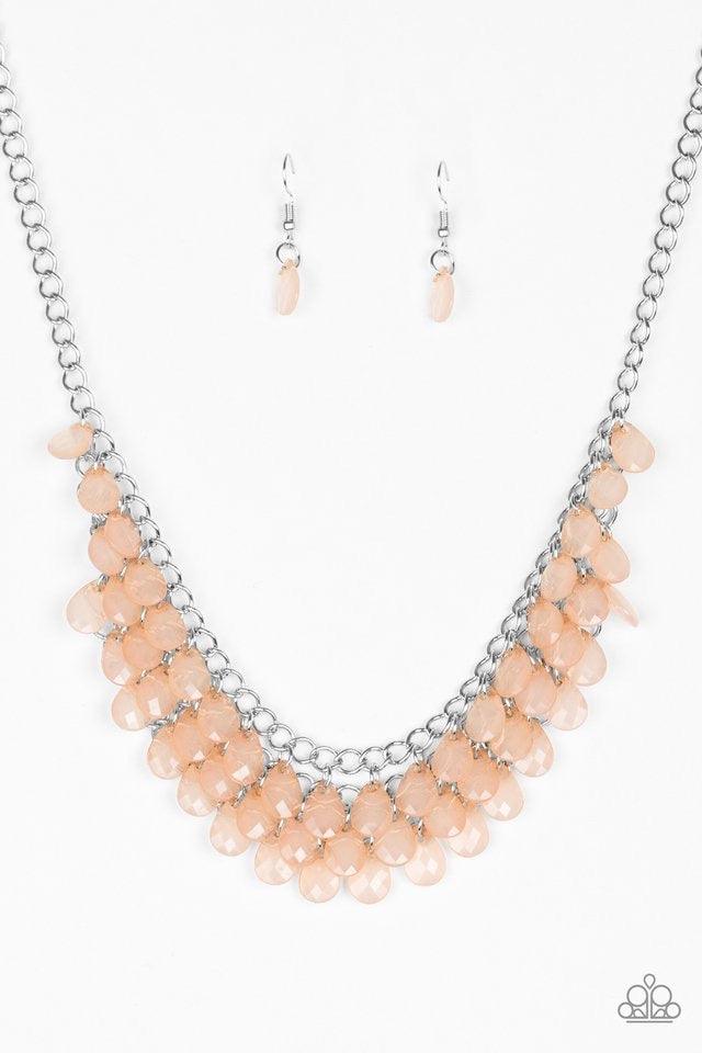 Paparazzi Accessories Next In SHINE - Brown Rows of refreshing brown teardrops cascade from the bottom of a shimmery silver chain, creating a flirty fringe below the collar. Features an adjustable clasp closure. Jewelry