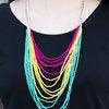 Paparazzi Accessories Bora Bombora - Multi Vivacious strands of pink, yellow, and turquoise seed beads cascade down the chest, creating summery layers. Features an adjustable clasp closure. Jewelry