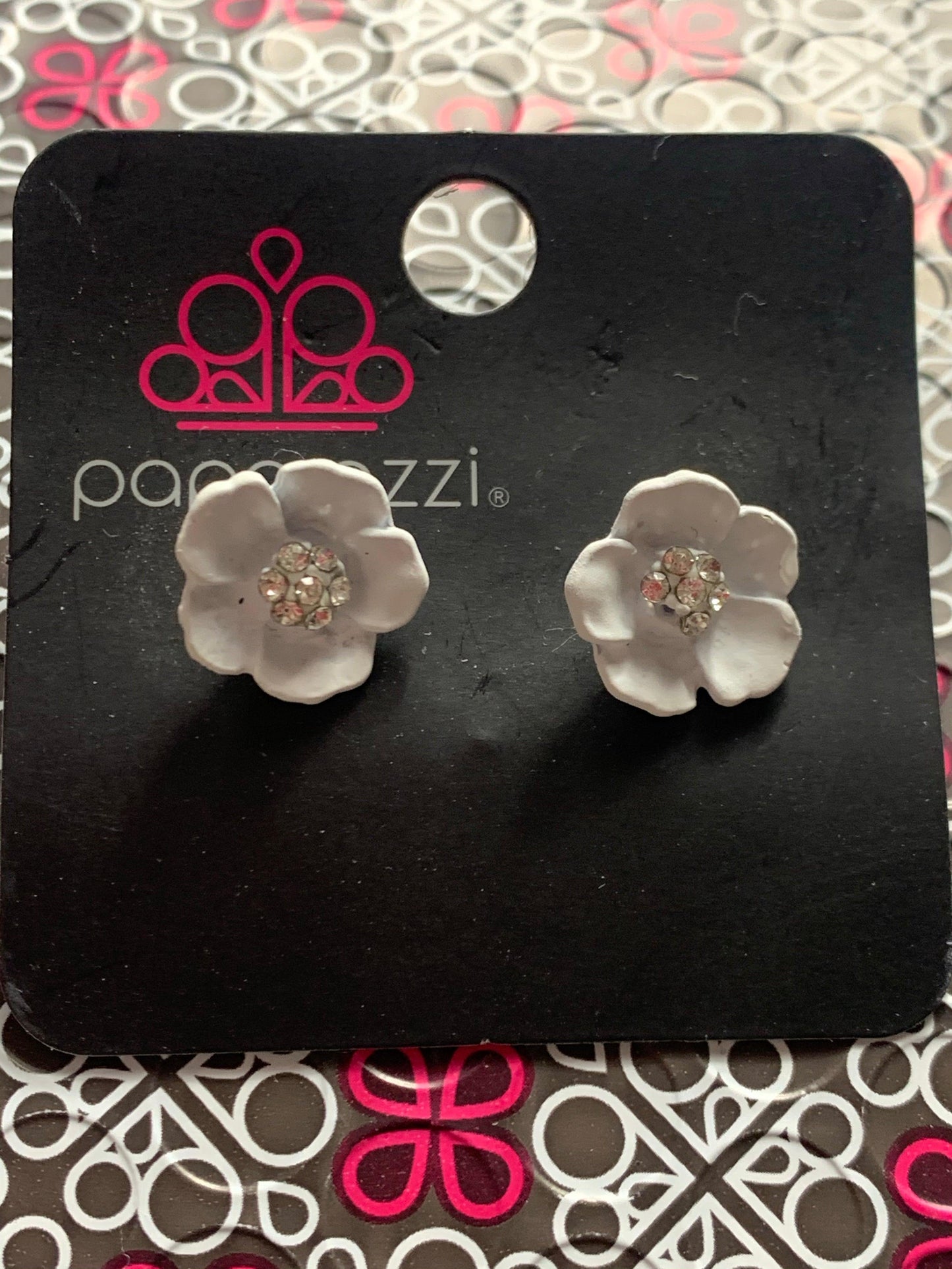 Paparazzi Accessories Starlet Shimmer Earrings: #14 - White Jewelry