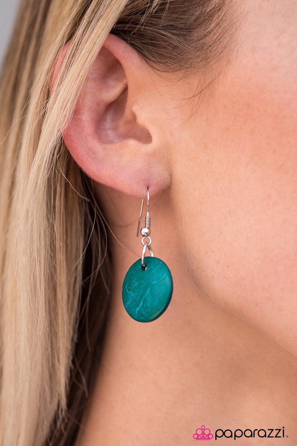 Paparazzi Accessories SHORE Thing - Blue Tinted in a bright blue finish, wooden discs stack into a summery palette. Brushed in a distressed finish, the colorful wooden accents increase in size as they near the center for a whimsical finish. Features a but