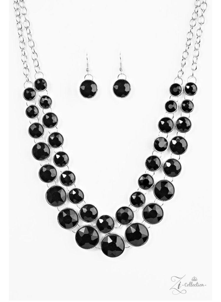 Paparazzi Accessories Iconic 💗ZiCollection $25💗 Radiating with faceted shimmer, glittery black rhinestones join into two timeless layers below the collar. Encased in sleek silver frames, the sparkling black gems gradually increase in size as they trickl