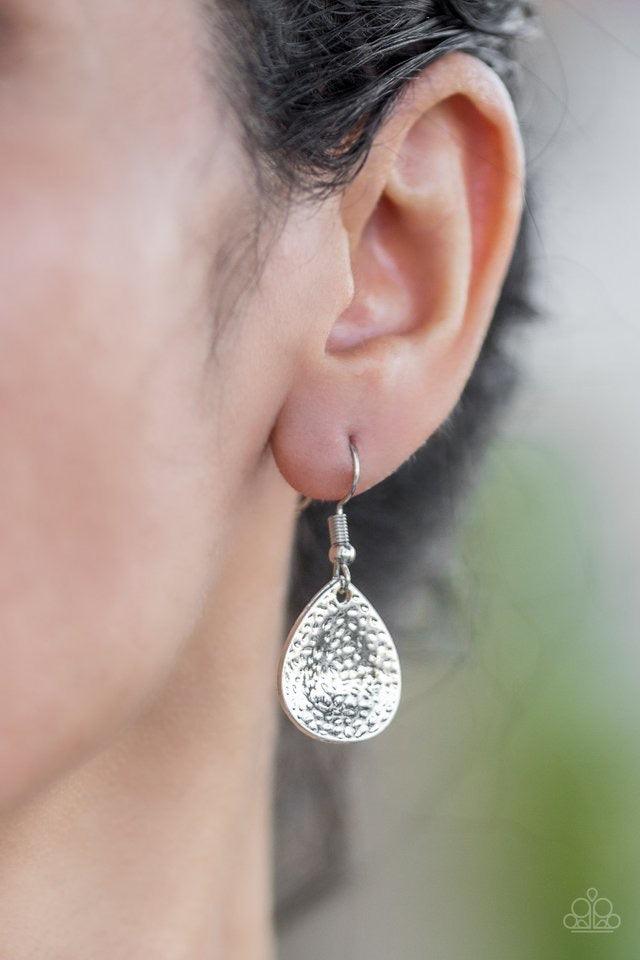 Paparazzi Accessories Storm Goddess - Multi Delicately hammered in light-catching shimmer, copper, brass, and silver teardrops drip from the bottom of a glistening silver chain, creating a bold fringe below the collar. Features an adjustable clasp closure