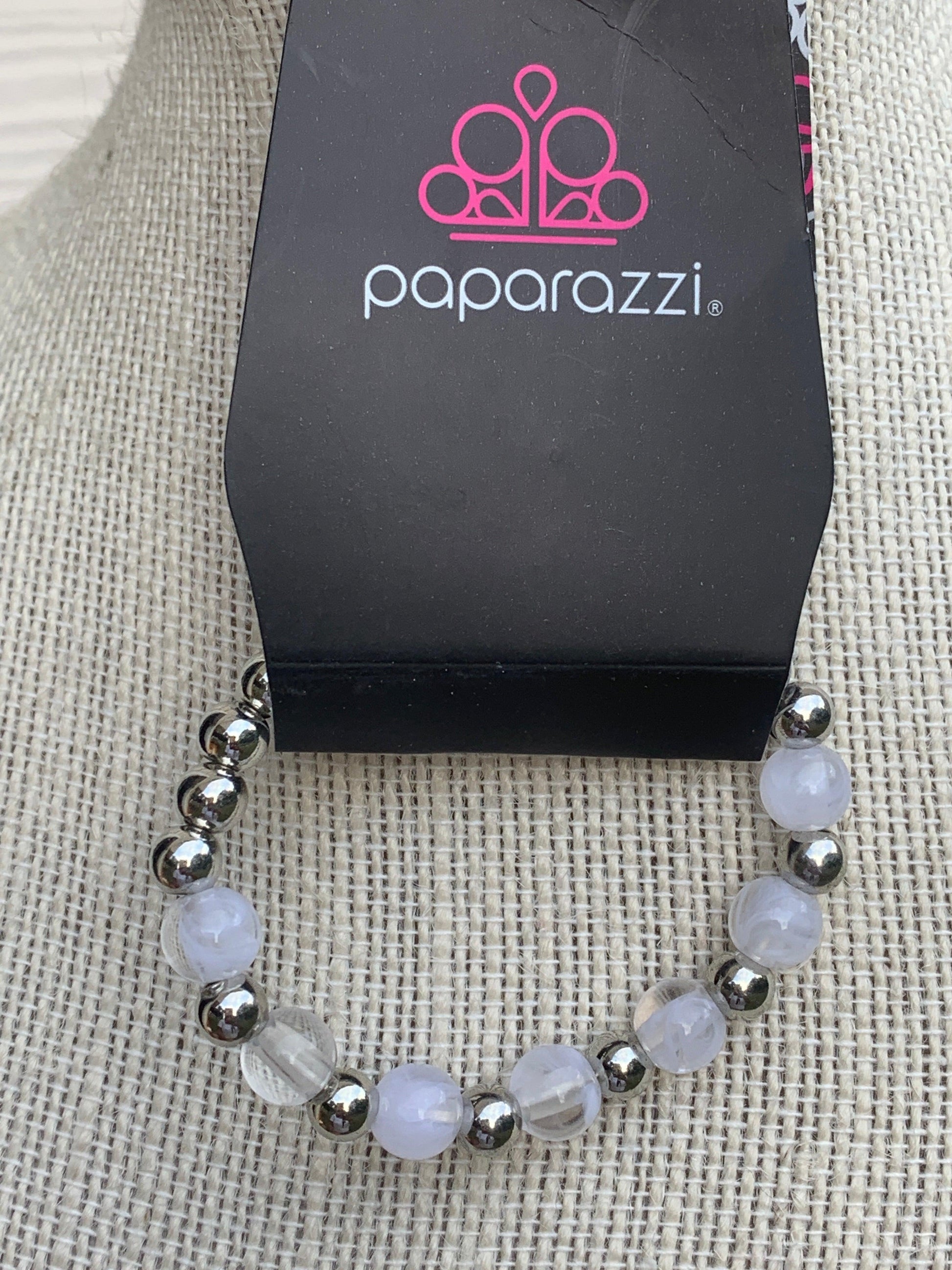 Paparazzi Accessories Starlet Shimmer Bracelet: #4 - White White Bracelet ONLY *Color Not Shown Jewelry