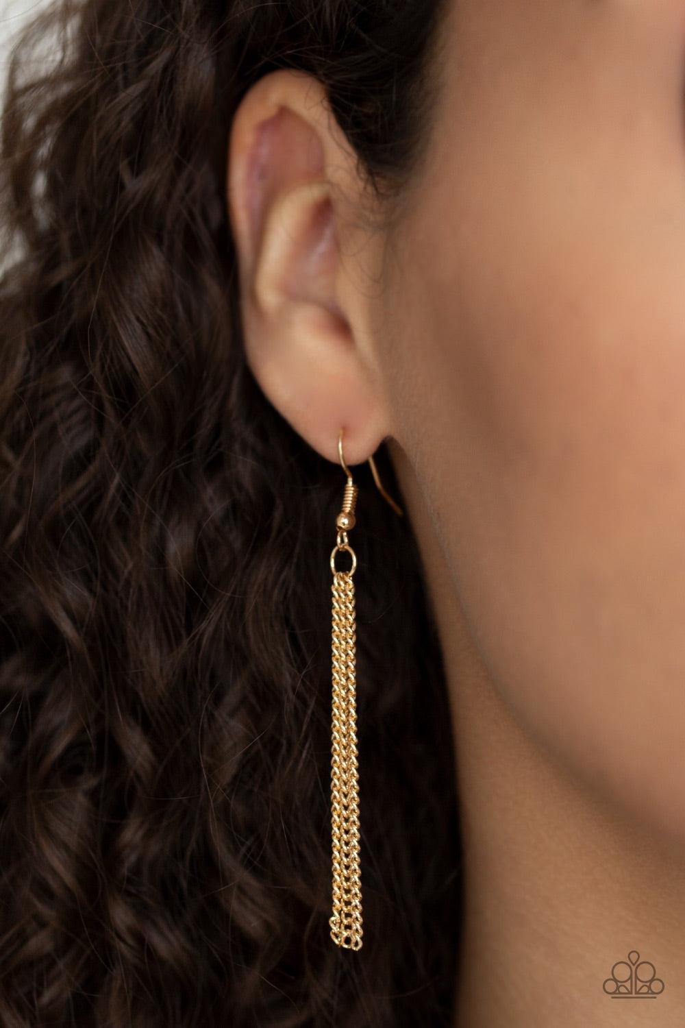 Paparazzi Accessories Breaking Out Of My Shell - Gold Bordered in a glistening gold finish, an iridescent seashell swings from the bottom of a lengthened gold chain for a summery flair. Features an adjustable clasp closure. Jewelry