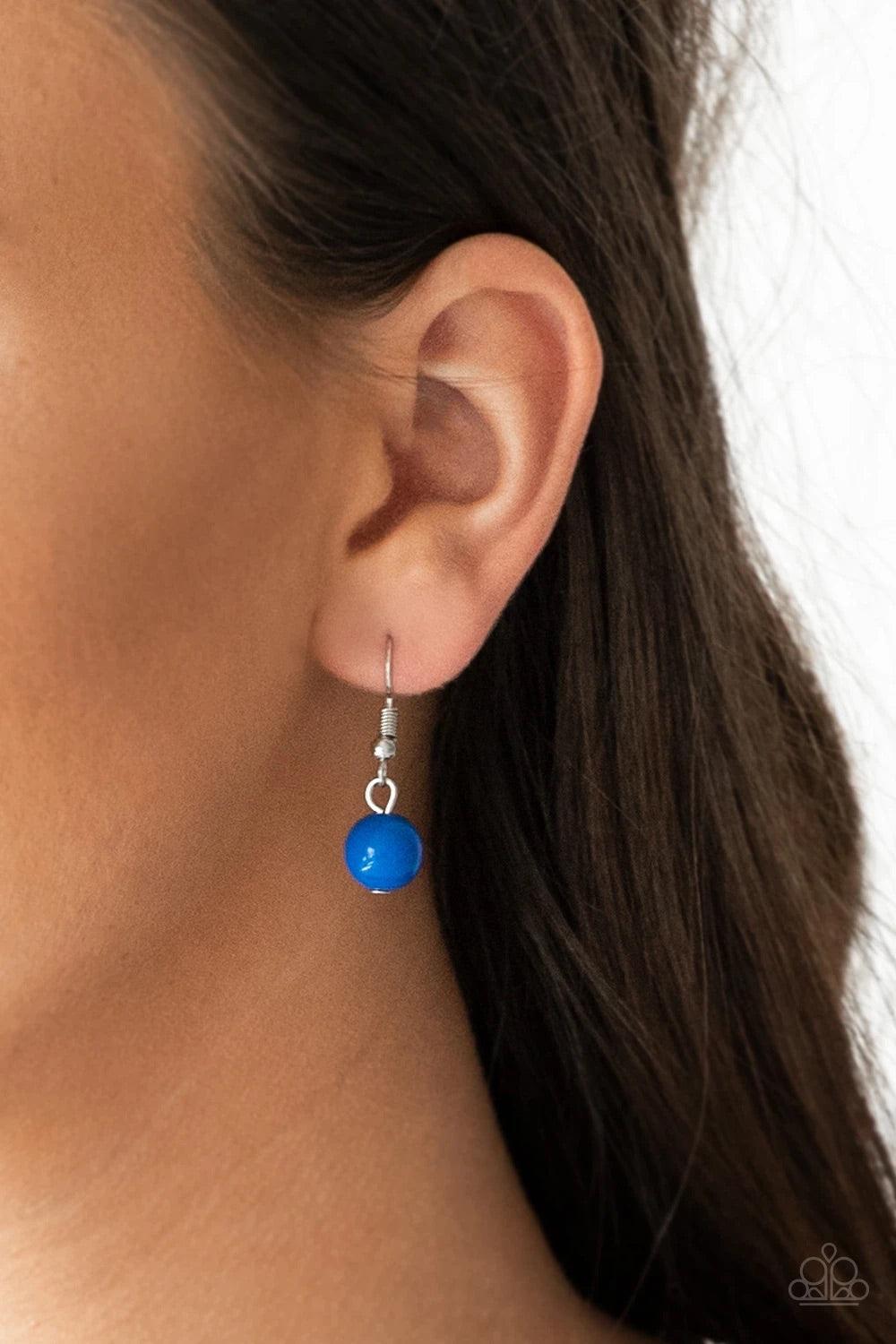 Paparazzi Accessories Me-Dallions, Myself, and I - Blue Infused with bright blue beaded centers, ornate floral stamped frames link below the collar for a colorfully, seasonal look. Features an adjustable clasp closure. Sold as one individual necklace. Inc