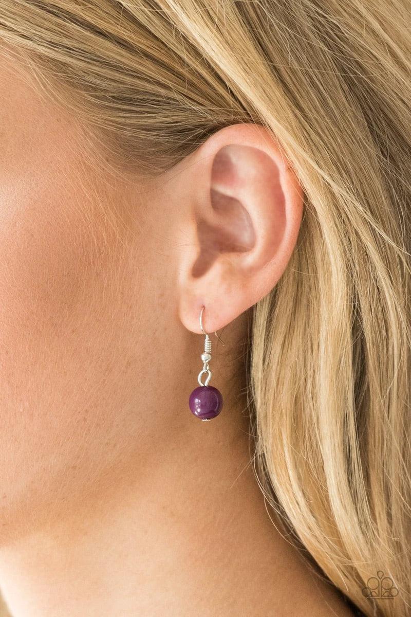 Paparazzi Accessories Very Visionary - Purple Polished and glassy purple beads trickle along a shimmery silver chain featuring round and square frames for a seasonal look. Features an adjustable clasp closure. Sold as one individual necklace. Includes one