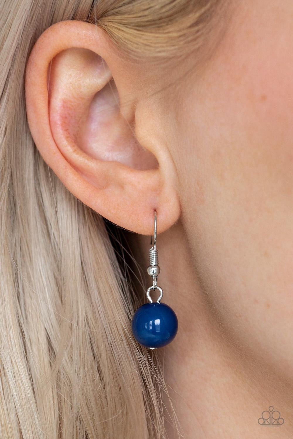 Paparazzi Accessories Sugar, Sugar - Blue A collection of antiqued silver beads, glassy blue crystal-like beads, and oversized blue beads are threaded along an invisible wire below the collar. Textured in linear patterns, an antiqued silver chain attaches