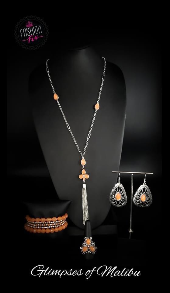 Paparazzi Accessories Glimpse of Malibu: FF June 2020 The Glimpses of Malibu collection was created with inspiration from the styles of Malibu, CA. Styles in this Trend Blend will feature fun, livable fashion with an upscale flavor. The color are usually