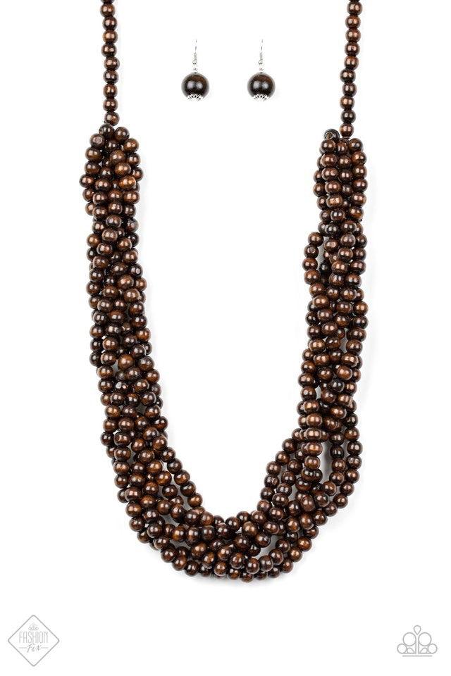 Paparazzi Accessories Tahiti Tropic - Brown Strands of earthy brown wooden beads twist and braid together to create a beachy statement piece you won't be able to resist. Jewelry