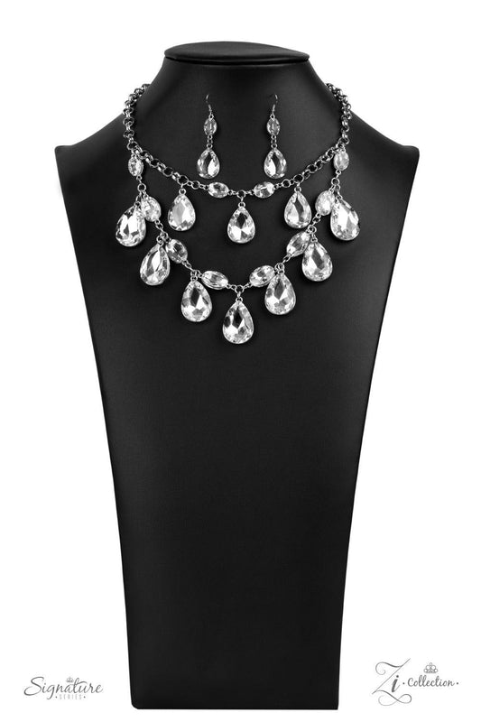 Paparazzi Accessories The Sarah 💗💗ZiCollection $25💗💗 Tiers of oversized white teardrop gems demand attention as they drip from two blinding rows of elegantly linked white oval rhinestones. Infused with sections of chunky silver chain links, the sparkl