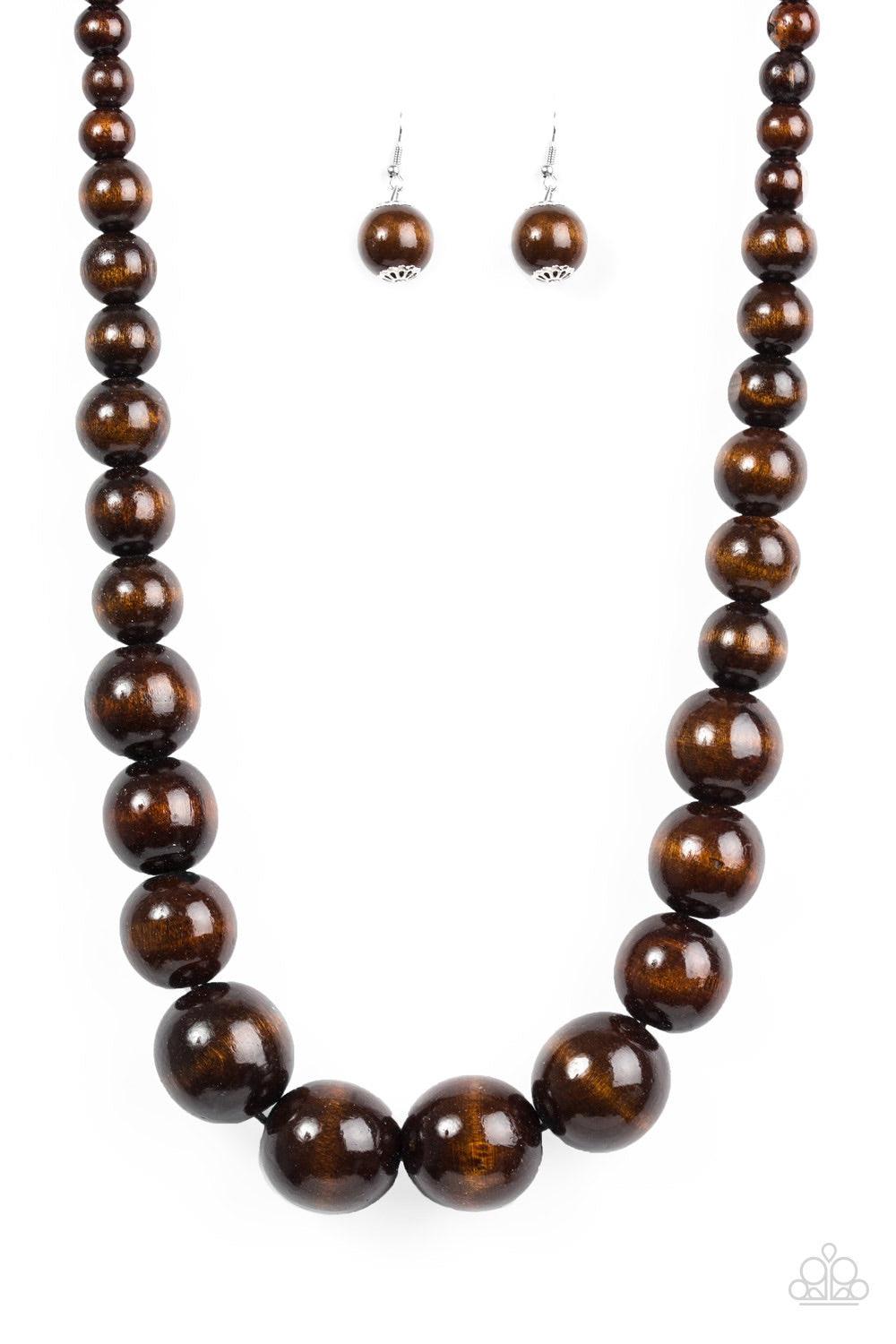 Paparazzi Accessories Effortlessly Everglades - Brown Gradually increasing in size near the center, earthy wooden beads are threaded along a brown string for a summery look. Features an adjustable sliding knot closure. Jewelry