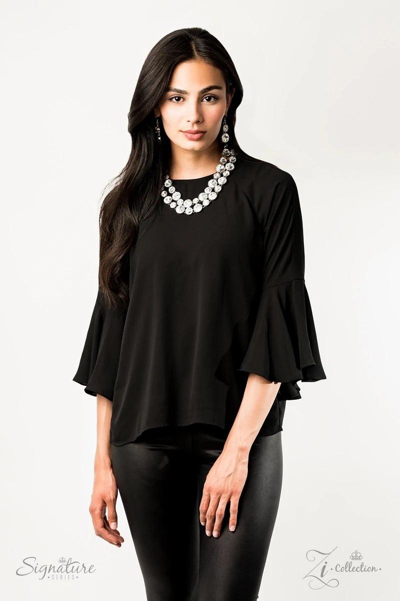 Paparazzi Accessories The Natasha Two rows of dramatically oversized rhinestones sparkle blindingly along the collar. The alternating sizes of the gems give this showstopper some exaggerated depth and dazzle. Features an adjustable clasp closure. 2019 ZiC