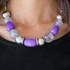 Paparazzi Accessories South Shore Sensation - Purple Dramatic silver, vivacious purple, and faceted cloudy beads are threaded along an invisible wire below the collar for a seasonal look. Features an adjustable clasp closure. Jewelry
