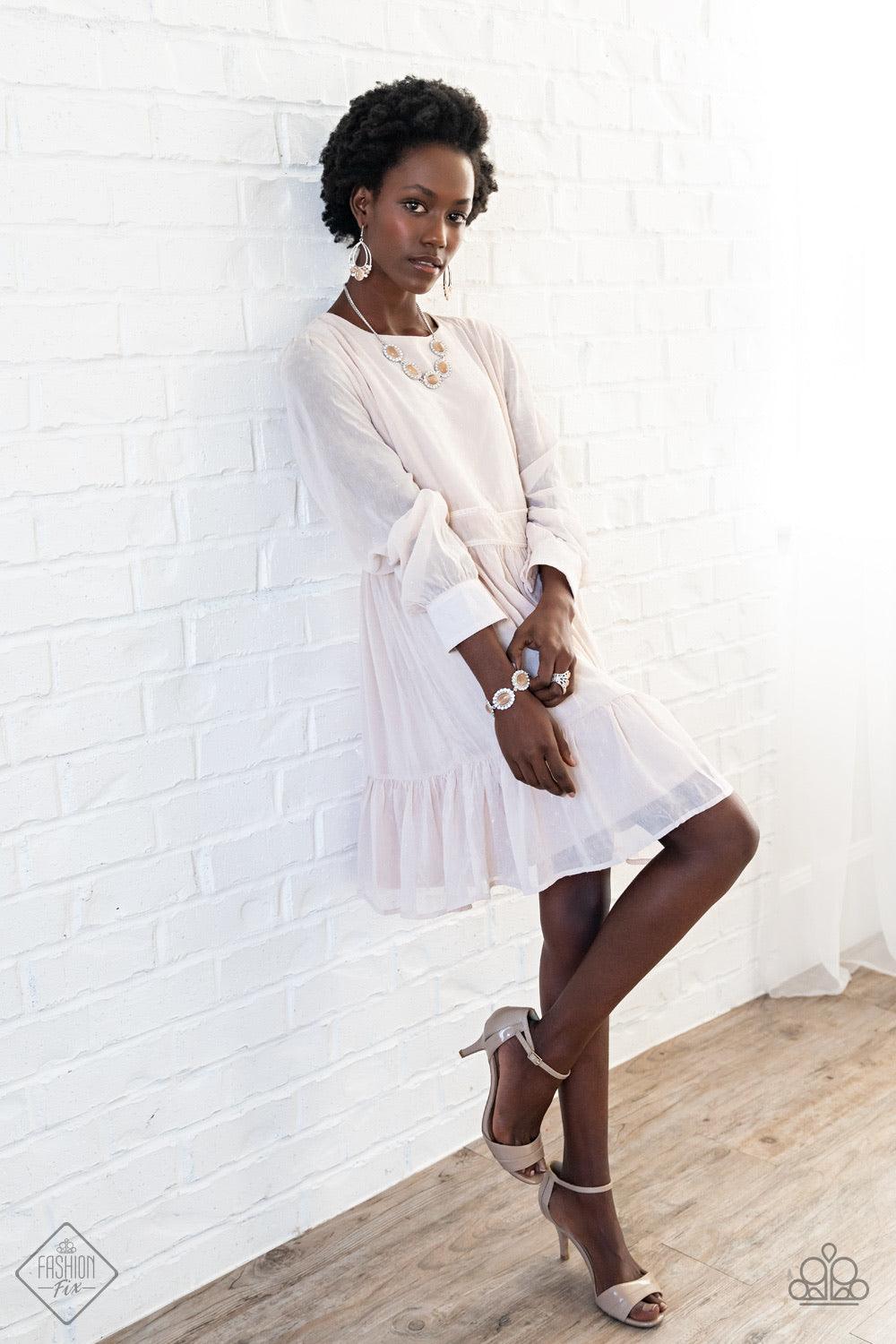 Paparazzi Accessories Glimpses of Malibu: February 2021 FF The Glimpses of Malibu collection was created with inspiration from the styles of Malibu, CA. Styles in this Trend Blend will feature fun, livable fashion with an upscale flavor. The color are usu