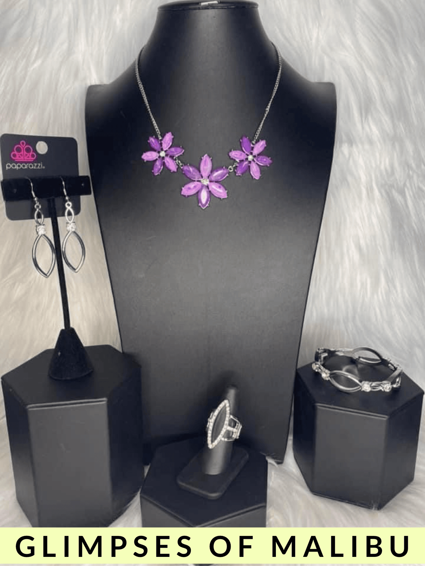 Paparazzi Accessories Glimpses of Malibu: FF June 2022 The Glimpses of Malibu collection was created with inspiration from the styles of Malibu, CA. Styles in this Trend Blend will feature fun, livable fashion with an upscale flavor. The color are usually