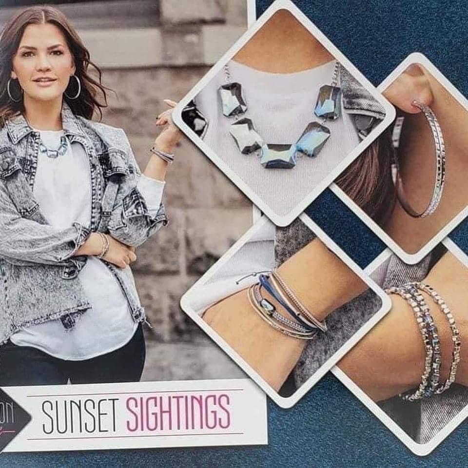 Paparazzi Accessories Sunset Sitings: February 2021 FF Trendsetters are sure to gravitate towards the accessories found in the Sunset Sightings collection. Featuring more drastic designs, bold colors, and funky combinations found outside the box, the piec