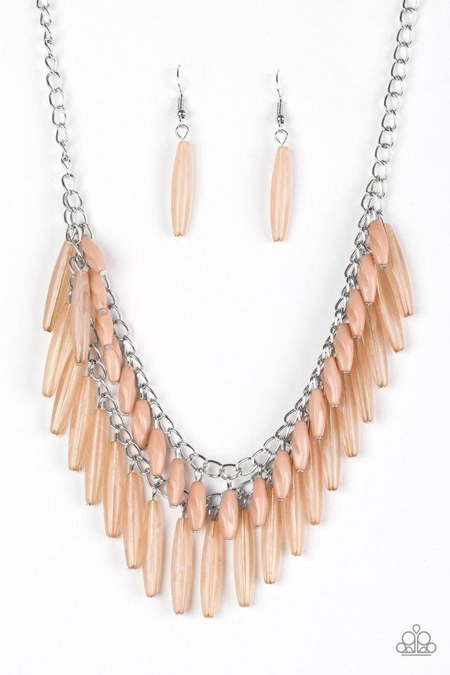 Paparazzi Accessories Speak of the DIVA - Brown A row of faceted brown beads swings above a row of opaque brown beads, creating fierce layers below the collar. Features an adjustable clasp closure. Jewelry