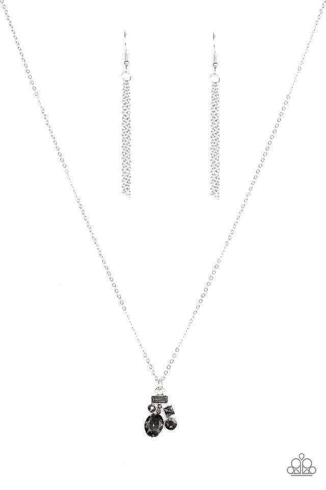 Paparazzi Accessories Time To Be Timeless - Silver Varying in shape and size, smoky and hematite rhinestones coalesce into a sparkling pendant below the collar for a timeless look. Features an adjustable clasp closure. Jewelry