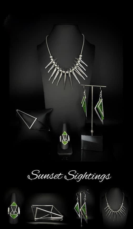 Paparazzi Accessories Sunset Sitings: FF December 2020 Trendsetters are sure to gravitate towards the accessories found in the Sunset Sightings collection. Featuring more drastic designs, bold colors, and funky combinations found outside the box, the piec